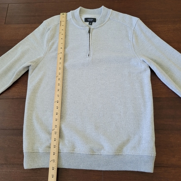 Nordstrom Men's Shop 1/4 Zip Knit Cotton Blend Pullover Sweater Size M Lt Gray - Picture 7 of 8